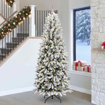 vidaXL Brad de Crăciun artificial cu 300 LED Alb 93 x 93 x 240 cm 3396071 foto