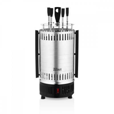 Gratar vertical Zilan ZLN5565 argintiu, putere 900W, rotatie automata, 5 bete pentru frigarui foto