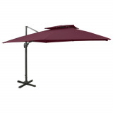 Umbrela suspendata cu &icirc;nvelis dublu, rosu bordo, 300x300 cm GartenMobel Dekor, vidaXL