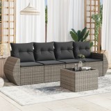 Gossi set canapea de gradina cu perne, 5 piese, gri, poliratan