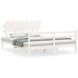 Cumpara ieftin Cadru de pat cu tablie, alb, 160x200 cm, lemn masiv