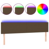 Cumpara ieftin Tablie de pat cu LED, maro inchis, 180x5x78/88 cm, textil