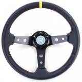 Volan sport cu forma de farfurie, din piele neagra, cu marcaj galben la 12 ore, &Oslash; 350 mm Performance AutoTuning