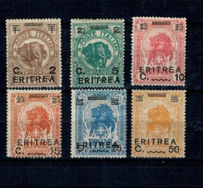 Eritrea Italiana 1922 - Uzuale, elefant, leu, serie incompleta neștampilata foto
