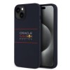 Husa iPhone 15 Red Bull Racing Silicone Horizontal Centered Logo MagSafe, albastru inchis, RBHMP15S24SIHSRV
