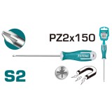 Surubelnita magnetica cap stea PZ2 6mmx150mm Total Tools THT26PZ2150