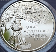 5 pounds 2021 Marea Britanie, Alice&amp;#039;s Adventures in Wonderland, Brilliant uncirculated, Coincard, km#2020 foto