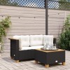 Set 2 Canapele Colt Gradina Poliratan Negru, Perne Crem, 63.5x63.5x62 cm