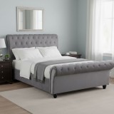 Pat Silver 180x200 cm Tapitat Catifea Taupe Somiera Inclusa