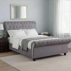 Pat Silver 180x200 cm Tapitat Catifea Taupe Somiera Inclusa