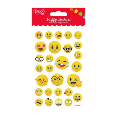 Abtibilduri Daco Lipeste si Zambeste, Model Smileys, 28 Buc/Set, Abtibilduri DACO Model Smileys, Autocolante Copii, Stickere Decorative, Stickere pent foto