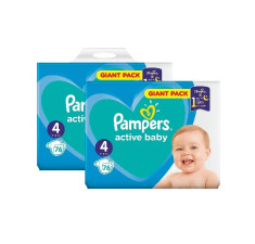 Pachet 2 x Pampers Active Baby Giant Pack - nr.4, 76 buc (152 buc) foto