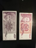 Set bancnote Yugoslavia 10 + 50 dinari dinara 1990 XF/VF