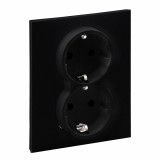 Priza schuko dubla 2X2P+T protectie copii Legrand Suno negru 721426