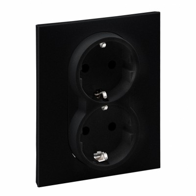 Priza schuko dubla 2X2P+T protectie copii Legrand Suno negru 721426 foto