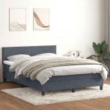 vidaXL Pat box spring cu saltea, gri &icirc;nchis, 140x220 cm, catifea 3316066
