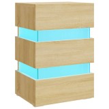 Cumpara ieftin Dulap noptiera cu LED stejar sonoma, 45x35x67 cm lemn prelucrat