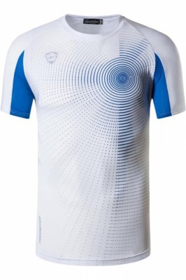 Tricou Sport Baieti Quick Dry, Maneci Scurte, Ideal pentru Golf, Tenis, Fitness, Alergare, Alb si Albastru, L (US) Albastru 97 CM foto