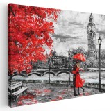 Tablou pictura cuplu indragostiti Big Ben Londra Tablou canvas pe panza CU RAMA 40x60 cm