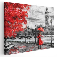 Tablou pictura cuplu indragostiti Big Ben Londra Tablou canvas pe panza CU RAMA 20x30 cm