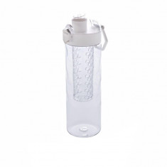 Sticla de apa 700 ml cu infuzor in forma de fagure, XD by AleXer, HB, tritan, silicon, alb, breloc inclus din piele ecologica foto