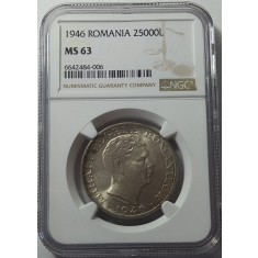 Rom&acirc;nia, 25.000 Lei 1946, MS 63.