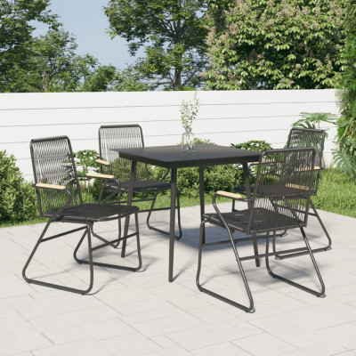 vidaXL Set mobilier de grădină, 5 piese, negru, ratan PVC foto