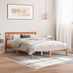 vidaXL Cadru pat fără saltea, maro ceruit, 140x190 cm, lemn masiv pin 844805