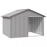 vidaXL Casa pentru caini, gri, 116,5x103x81,5 cm, o?el galvanizat