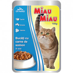 Hrana umeda pentru pisici Miau-Miau, Somon in sos, plic 100g foto
