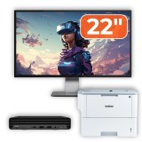 Pachet PC second hand HP ProDesk 400 G6 Mini cu monitor 22 si imprimanta