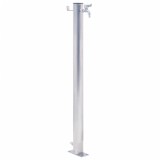 Coloană Apă Grădină vidaXL 100cm Oțel Inoxidabil Argintiu, Robinet + C&acirc;rlig Furtun, Udare/Spălare/Irigare