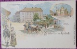 Carte postala, Galati, Strada Domneasca, Parcul Municipal si Biserica Greceasca, inceput de secol XX