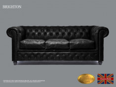 Canapea din piele naturala-3 locuri-Vintage-Autentic Chesterfield Brand foto