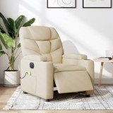 VidaXL Fotoliu electric de masaj rabatabil, crem, textil