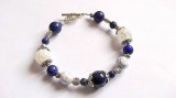 Bratara Cristale de Stanca, Agate si Lapis Lazuli, Bratara Femei cu Pietre Semipretioase, 19cm
