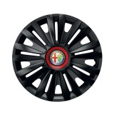 Cumpara ieftin Set 4 capace roti Negre Cu Inel Rosu Royal R15 pentru gama auto Alfa Romeo, Autohelix MSA