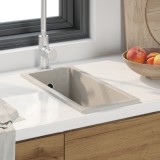 vidaXL Chiuvetă de bucătărie cu orificiu pentru overflow Granit Bej
