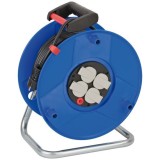 Prelungitor cu tambur Brennenstuhl Garant, 4 prize, impamantare, capace cu auto-inchidere, IP20, H05VV-F 3G1.5, 50m, Negru/Albastru/Gri