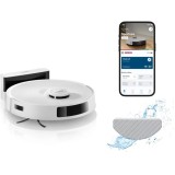 Robot de aspirare Bosch BCRC1W, aspirare&amp;amp;spalare, statie de incarcare, putere maxima 11000 PA, Navigare 360&deg; LiDAR, Funcție Reduced Tangling, reci