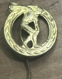 Insigna ambutisata RPR Insigna Sportiva Veche Atletism / Alergator, Alama cca. 1950 / Vintage Bronze Track Field Runner Sports Badge Pin