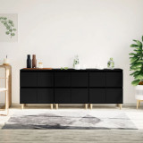VidaXL Servante, 3 buc, negru, 60x35x70 cm, lemn prelucrat