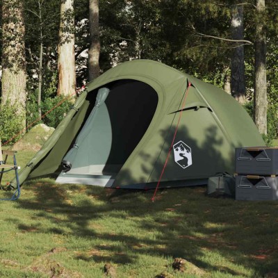 vidaXL Cort camping tunel pentru 2 persoane verde măsliniu impermeabil foto