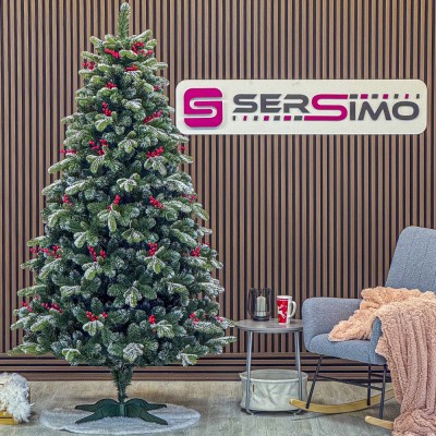 Brad artificial Sersimo, Alexima Elite, verde nins cu merisoare, mix 2D+3D, 200 cm Household NewTrend foto