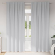 Perdele Opaque cu Inel 2 pcs Gri Deschis 225 x 140 cm Poliester foto