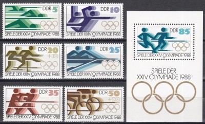 Germania RDG 1988 - Jocurile Olimpice - Seul, Serie + Colita, MNH foto