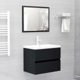 Set mobilier de baie, 2 piese, negru, PAL
