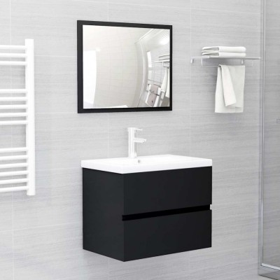 vidaXL Set mobilier de baie, 2 piese, negru, PAL 804873 foto