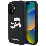 Husa originala iPhone 16 Karl Lagerfeld 3D Design, Rubber Karl&amp;Choupette, KLHCP16SRBCKCHLK