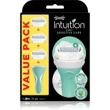 Wilkinson Sword Intuition 2in1 Soap &amp; Shave Sensitive aparat de ras + capete de schimb 3 buc